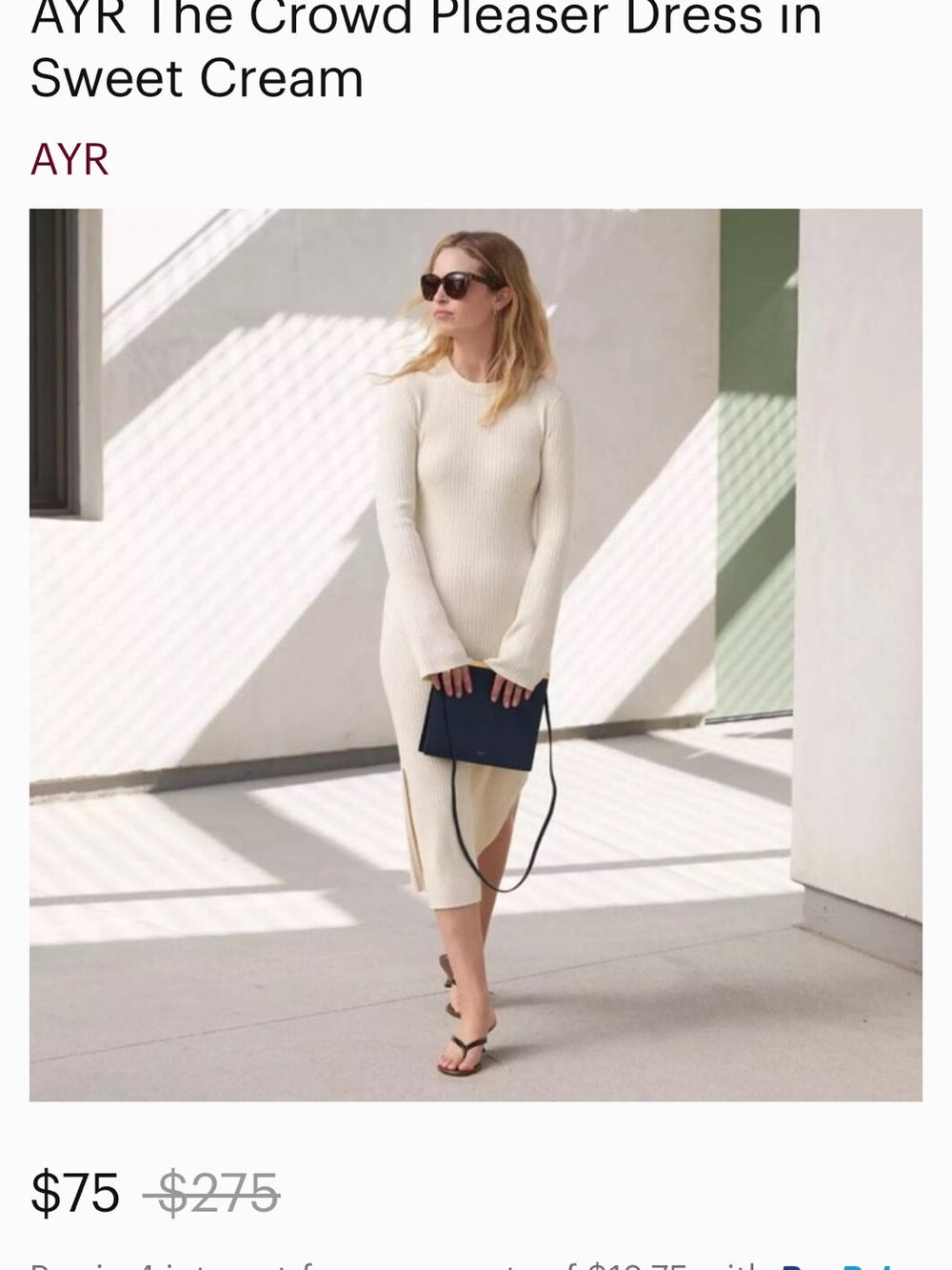 AYR - The Crowd Pleaser Dress in Sweet Cream, S - Picture 8 of 10